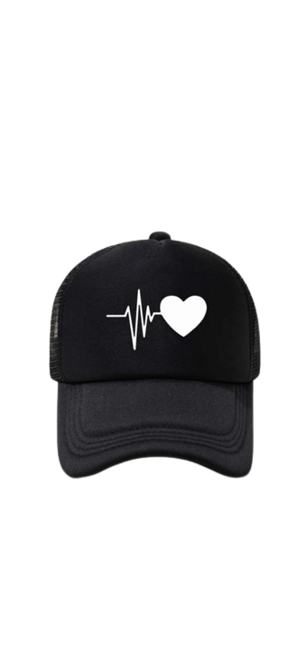 Men Heart Print Trucker Hat